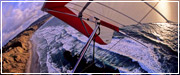 Click Here to view an enlargement of John Heiney soaring the Freedom hang glider at Torrey Pines, California USA